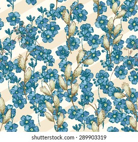 Stylish spring bright floral seamless pattern. Abstract Elegance vector illustration texture with forget-me-not.