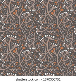 stylish spring vector pattern of tree branches in soft colors