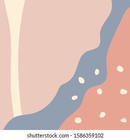 Stylish square pattern with abstract shapes. Modern vector illustration of pastel colors.