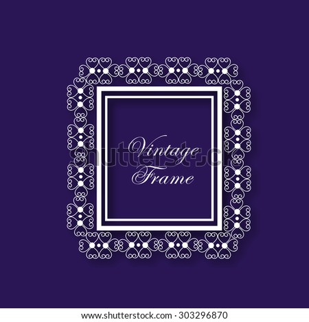 Stylish square shape vintage frame with floral design on purple background.