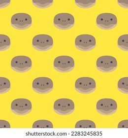 Stylish square tile with a captivating animal print. Seamless pattern with turtle on sandstorm background. Design for a logo with an animal portrait.