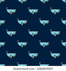 Stylish square tile displaying a vibrant animal sketch. Seamless pattern with whale on magic mint background. Design for a corporate logo with an animal symbol.