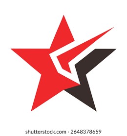 Elegante estrella con muesca lateral cortada para logotipos modernos