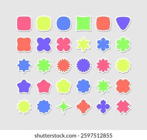 Stylish sticker frame set in neon colors