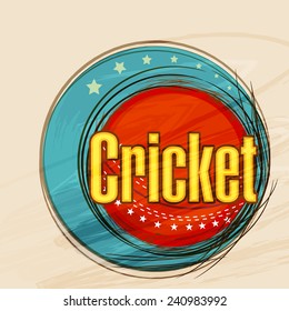 Diseño elegante de pegatinas o etiquetas con bolas y estrellas para el Cricket.