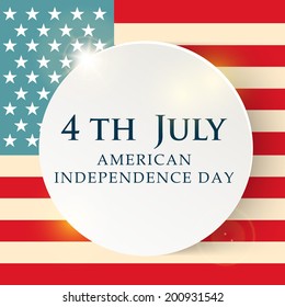 Stylish sticker, tag or label design with stylish text 4th July on American National Flag background. 