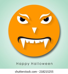 Stylish sticker, tag or label with scary vampire on yellow background for Happy Halloween party celebrations. 