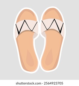 Stylish Strap Sandals Vector Illustration Sticker. Vector sticker of stylish strap sandals. Perfect for summer, spa, and fashion designs