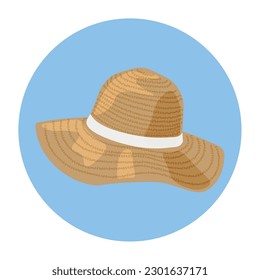 Stylish straw hat on white background