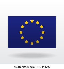 Stylish but strict EU flag. Twelve golden stars of European Union on dark blue rectangle.