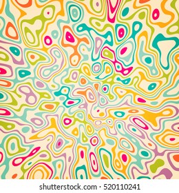 Stylish striped abstract background with wavy color stripes, rings and spots.  Zebra print. Vector illustration.