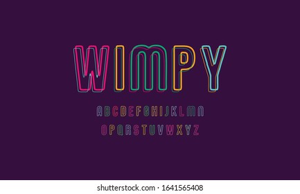 Stylish striped font set. Typeface design vector illustration.