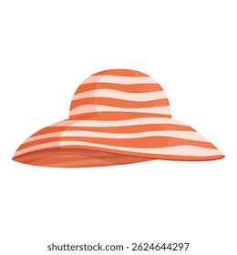 Chapéu listrado elegante em tons quentes, perfeito para moda de verão, isolado em um fundo branco