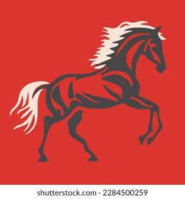 stylish strong horse full length silhouette, logo image icon stallion,equestri sport symbol, speed and strong, print, poster, drawn, draw, drawing vector coorful art, gallop, jump, web design, line