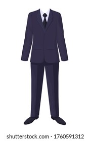 Stylish Suit With Tie. Fashionable Mens Business Clothing Dark Elite Textiles From Modern Designers Elegant Tuxedo In Context Of Successful Vector Position.