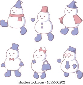 Stylish suitable snowmen with boots