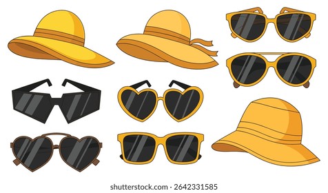 Stylish Summer Accessories Collection of Hats and Sunglasses Fashionable Designs and Trends