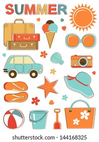 Stylish summer icons set. vector format