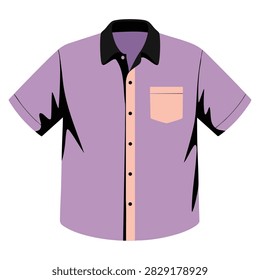 Stylish summer shirt with unbuttoned design short sleeves and chest pocket for warm weather clothing vector illustration