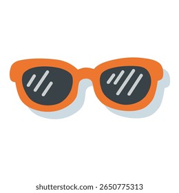 Stylish summer sunglasses with orange frame. Ideal for sunny day, beachwear, and travel illustrations.