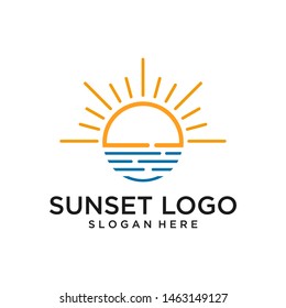 stylish sun set logo outline