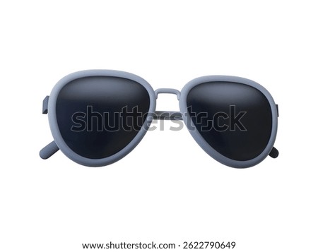 Stylish sunglasses 3d render. Sunglass male policeman style. Fashion summer accessory for safety eyes, uniform element. Realistic vector design