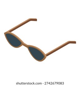 Stylish sunglasses with brown frame and dark glasses protecting from sun isometric view