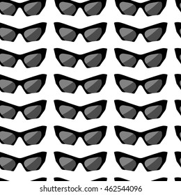 Stylish sunglasses on white background. Seamless pattern. Vector illustration, eps10. Sunglasses realistic.