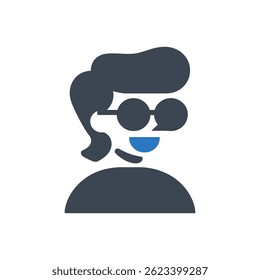 Stylish Sunglasses Person Avatar Icon Isolated On White Background