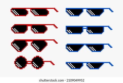 Stylish sunglasses in pixel art style