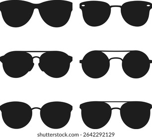 Stylish Sunglasses Silhouette Set – Trendy Eyewear Vector Collection