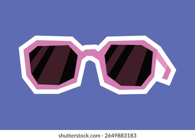 Stylish Sunglasses Sticker with Flat Soft Color Palette in Cutout Style