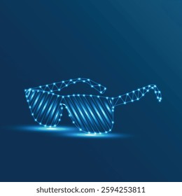 Stylish Sunglasses vector Design , low poly Sunglasses icon and background design ,Sunglasses Blue Triangle Node Vector Pattern