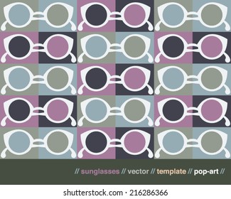 Stylish sunglasses, vintage look, vector illustration, template