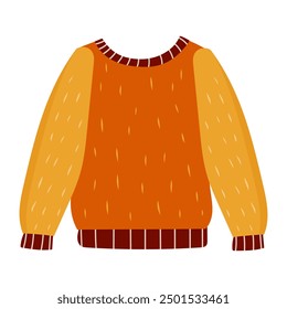 A stylish sweater that features long sleeves and has a vibrant red collar set against a classic white background, creating a nice contrast