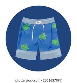 Stylish swimming trunks on white background