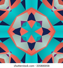 Stylish symmetrical background with bold geometrical patterns and vintage color palette. For wallpaper, pattern fills, web page background, surface textures for print and dalle production.