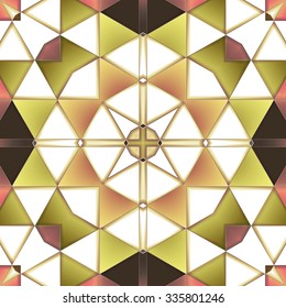 Stylish symmetrical background with bold geometrical patterns and vintage color palette. For wallpaper, pattern fills, web page background, surface textures for print and dalle production.