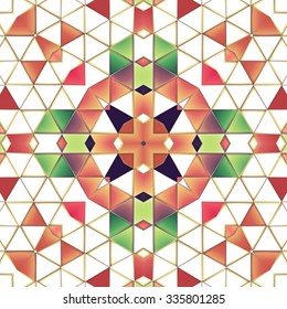 Stylish symmetrical background with bold geometrical patterns and vintage color palette. For wallpaper, pattern fills, web page background, surface textures for print and dalle production.