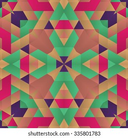 Stylish symmetrical background with bold geometrical patterns and vintage color palette. For wallpaper, pattern fills, web page background, surface textures for print and dalle production.