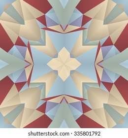 Stylish symmetrical background with bold geometrical patterns and vintage color palette. For wallpaper, pattern fills, web page background, surface textures for print and dalle production.