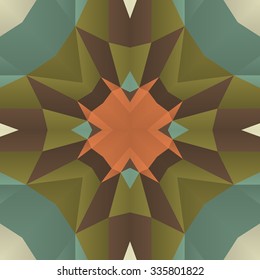 Stylish symmetrical background with bold geometrical patterns and vintage color palette. For wallpaper, pattern fills, web page background, surface textures for print and dalle production.