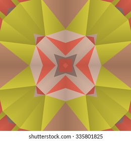 Stylish symmetrical background with bold geometrical patterns and vintage color palette. For wallpaper, pattern fills, web page background, surface textures for print and dalle production.