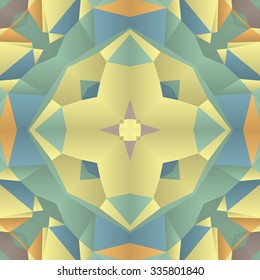 Stylish symmetrical background with bold geometrical patterns and vintage color palette. For wallpaper, pattern fills, web page background, surface textures for print and dalle production.