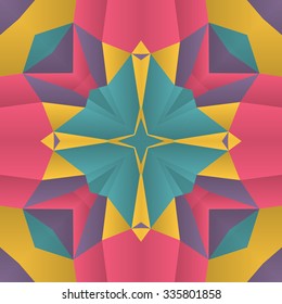 Stylish symmetrical background with bold geometrical patterns and vintage color palette. For wallpaper, pattern fills, web page background, surface textures for print and dalle production.