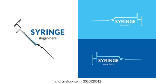 Stylish Syringe Logo. Vector Illustration.