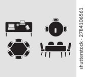Stylish table composition icons designed with modern home accessories decorative arrangements and elegant presentation concepts for branding projects