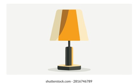 Stylish table lamp featuring a beige and orange lampshade, perfect for creating warm ambient lighting in living spaces.