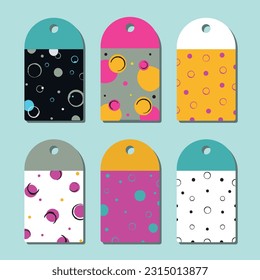 Stylish tag set with polka dot, circle, round. 