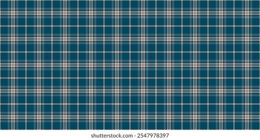 Stylish tartan check fabric, thanksgiving plaid texture textile. International vector background pattern seamless in cyan and pastel colors palette.